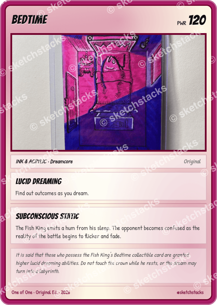 Custom card included with Bedtime ACEO by Fish King