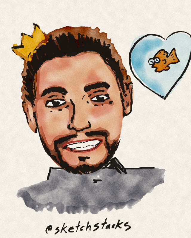 Watercolor self-portrait of the artist, @sketchstacks